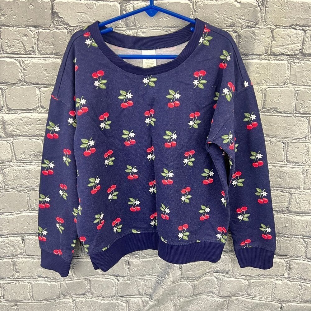 Gymboree Girls Blue Cherry Crewneck ‎ Sweatshirt  M NWT